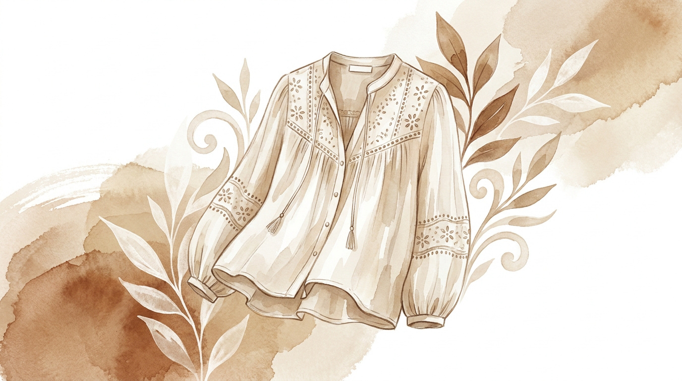 Blouse bohème chic aux détails brodés