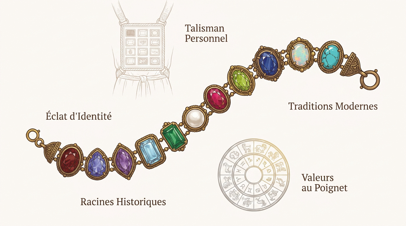 Bracelet élégant avec pierre de naissance naturelle