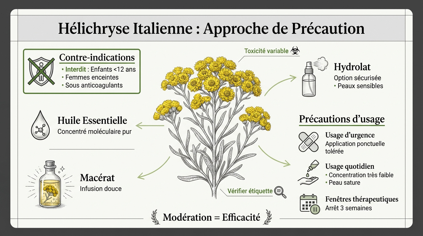 Précautions d'utilisation de l'hélichryse italienne