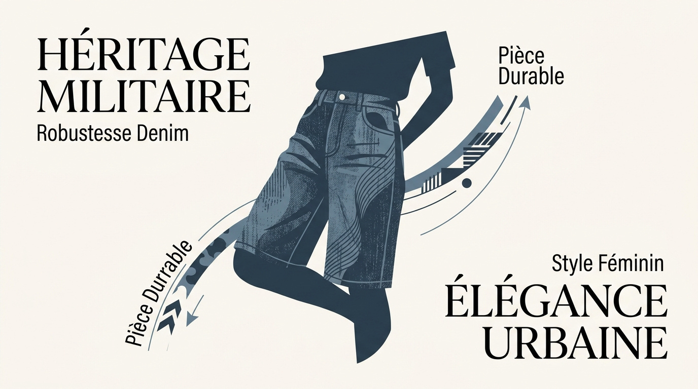 Bermuda en jean pour femme style héritage militaire et élégance urbaine