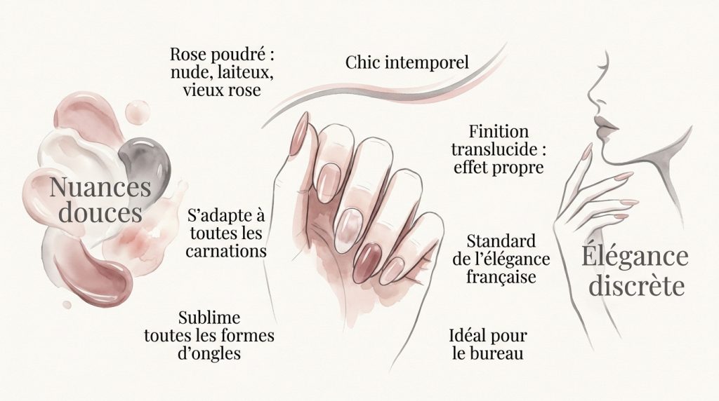 Ongle rose poudré, L&rsquo;élégance d&rsquo;une manucure intemporelle