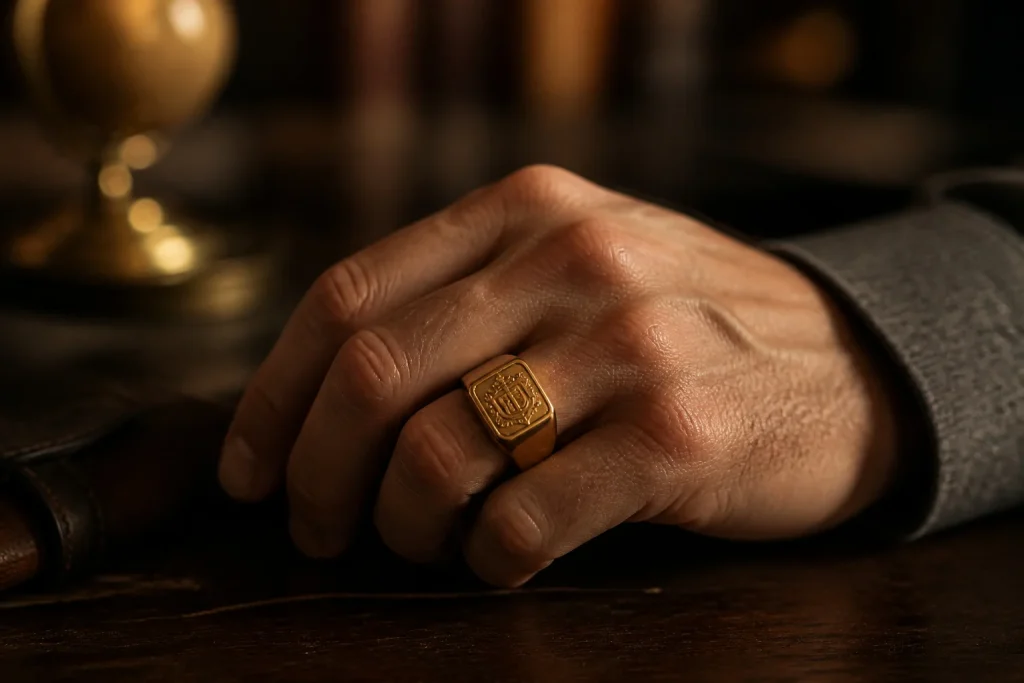 Bague dhomme personnalisee en or