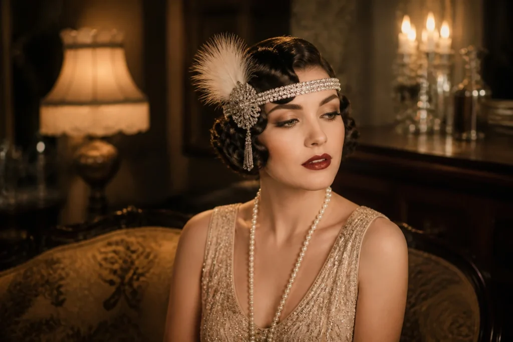 Glamour annees 20 coiffure et bijoux
