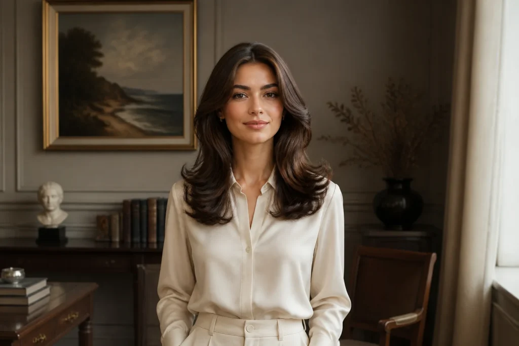 Portrait elegant dune femme a la coiffure classique