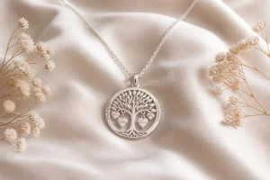 Collier arbre de vie argent : prénom et symbole familial
