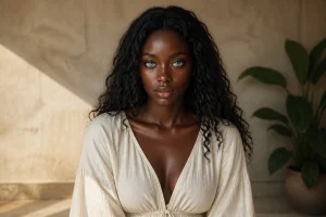 Femme aux yeux bleus noirs : une beauté rare
