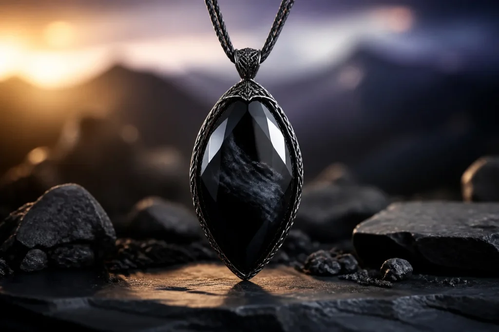 Pendentif elegant en obsidienne