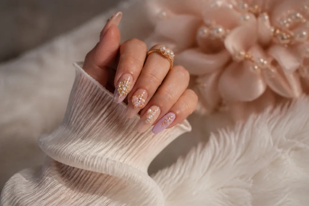 Ongles ornes de bijoux sophistiques