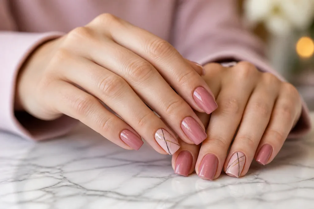 Ongles carres tendance geometrique