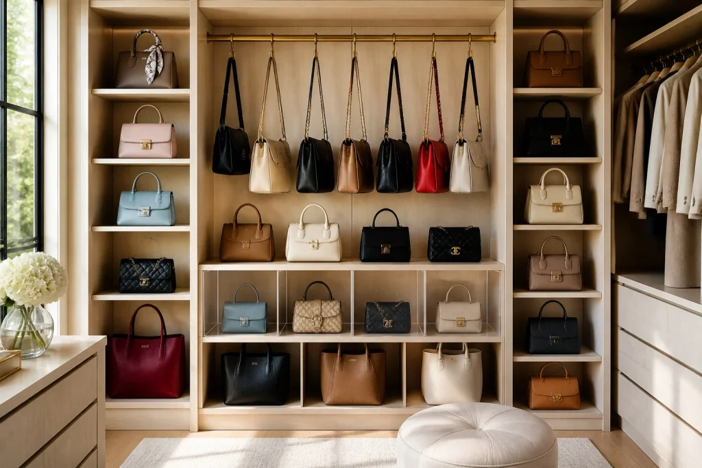 Dressing de luxe rangement organise de sacs a main
