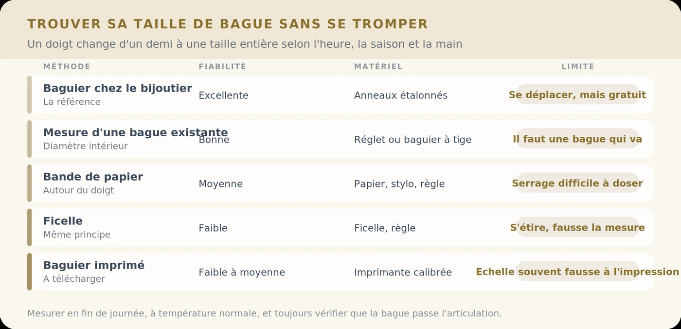 Trouver sa taille de bague sans se tromper