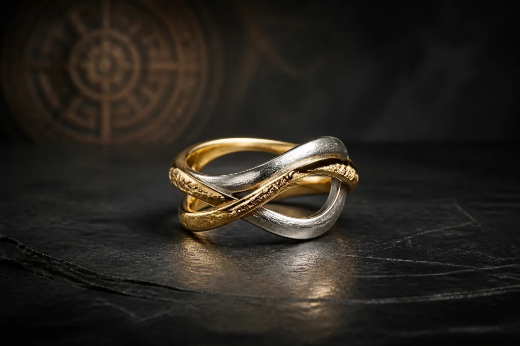 Bague avant garde or et argent